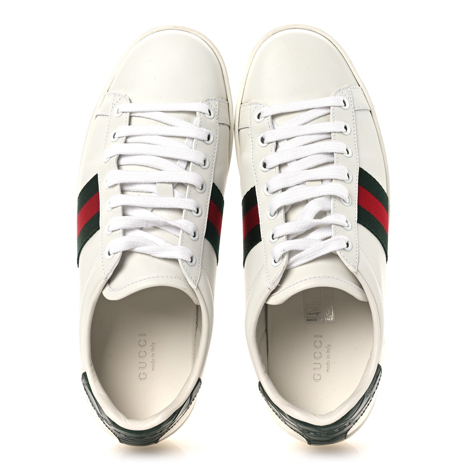 Gucci Calfskin Crocodile Web Womens Ace Sneakers 39 White Green 2 of 13
