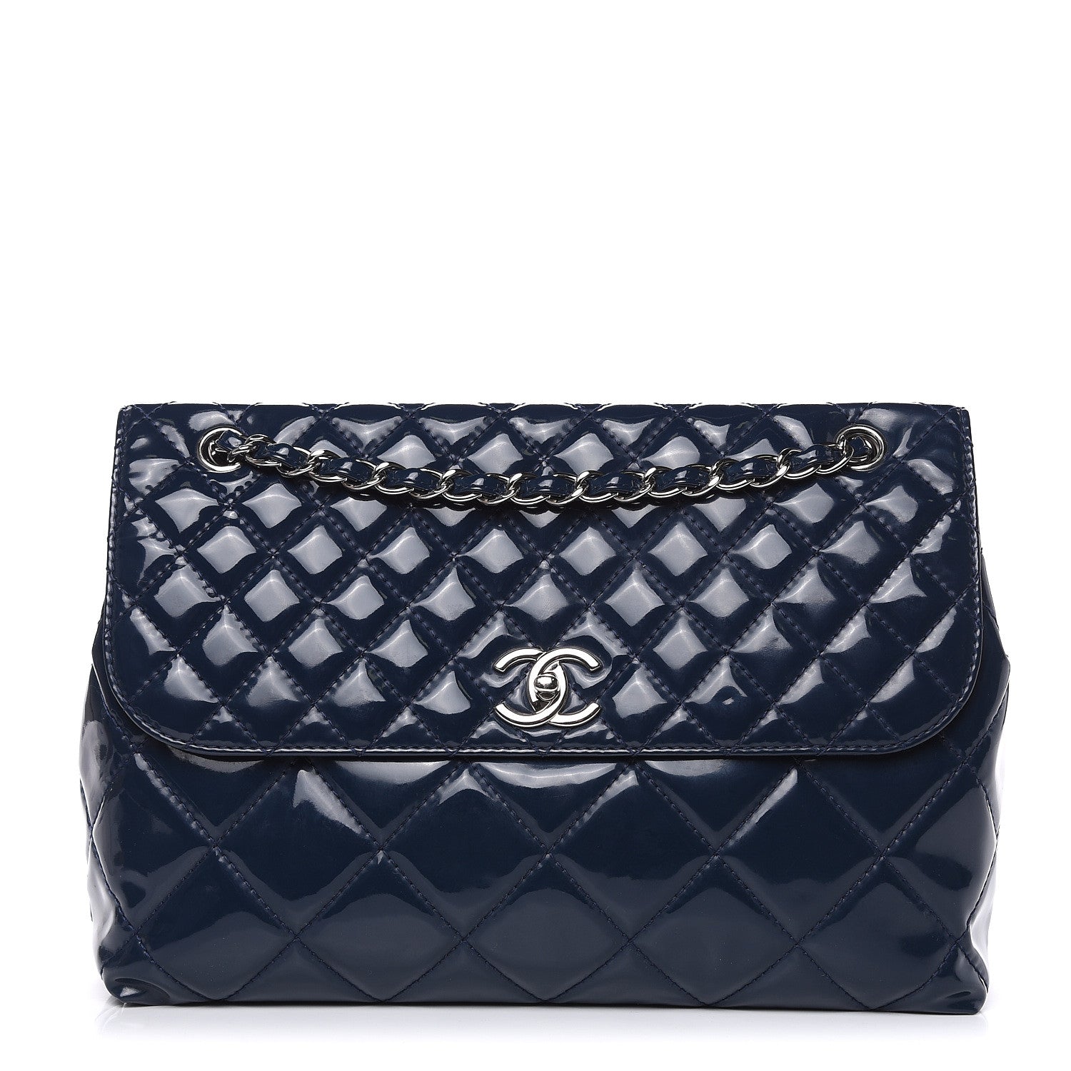 Chanel Vinyl Quilted In the Business Flap Bag Navy Blue 1 of 12