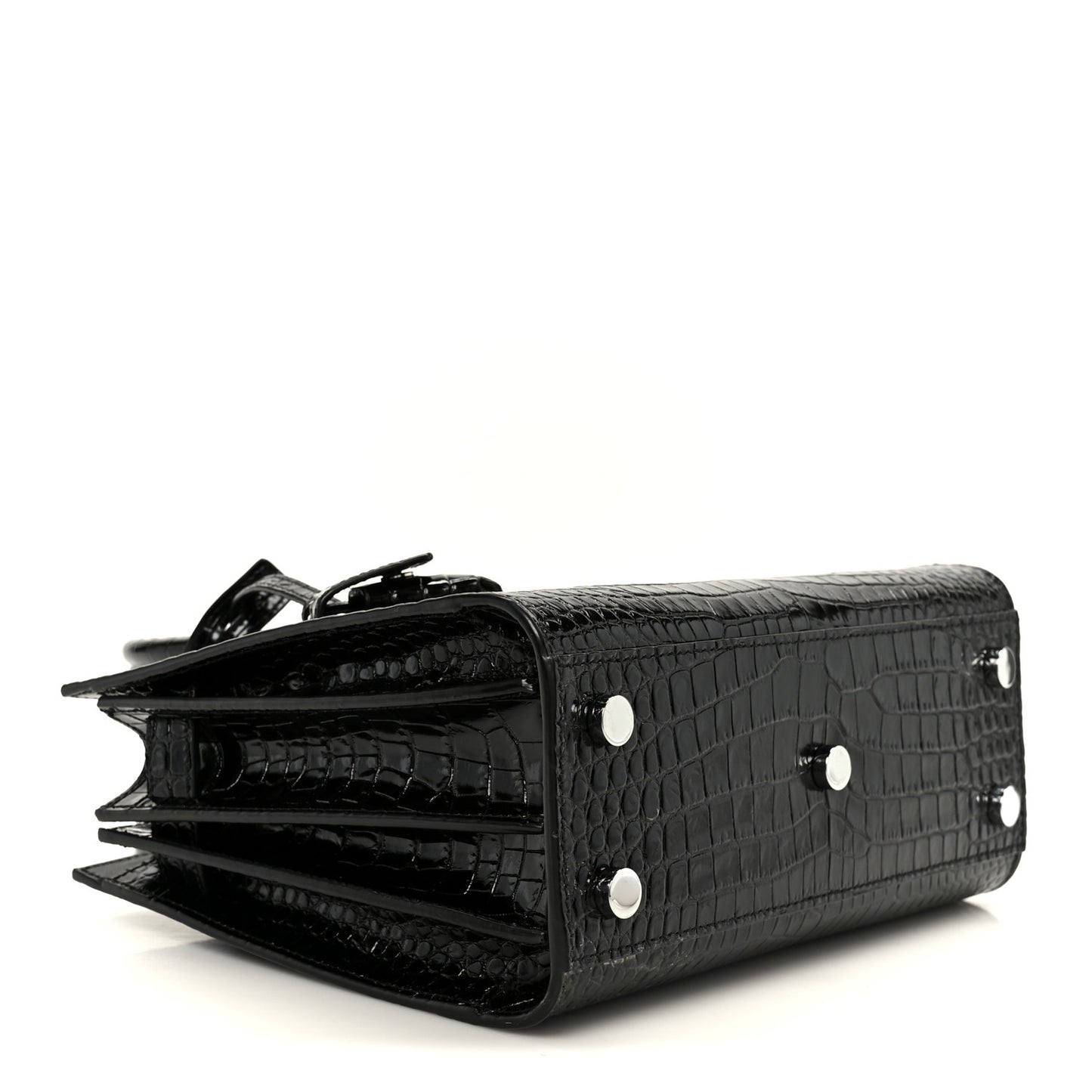 Calfskin Crocodile Embossed Nano Sac De Jour Black