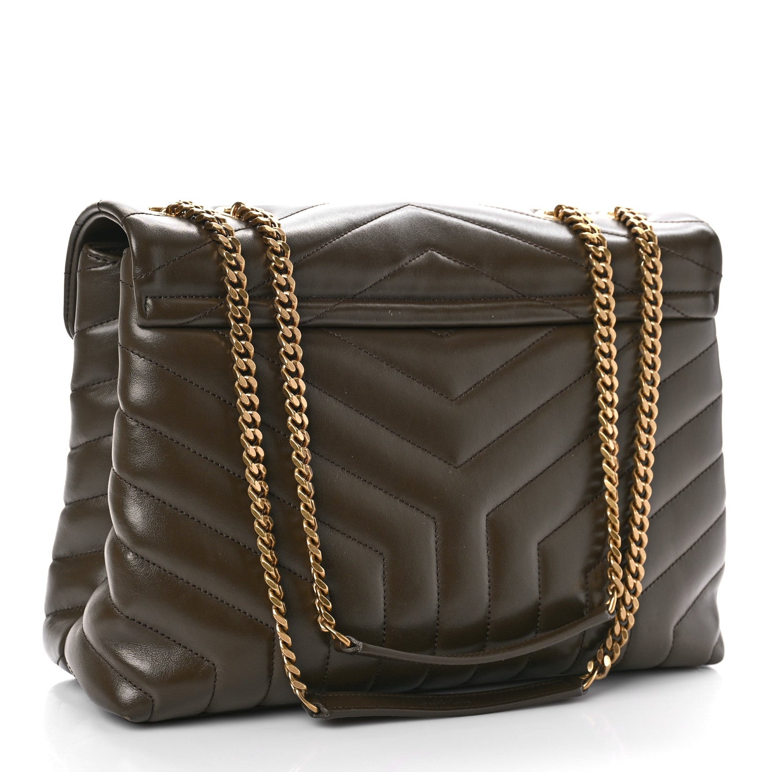 Saint Laurent Calfskin Y Quilted Monogram Medium Loulou Chain Satchel Soil Brown 3 of 8