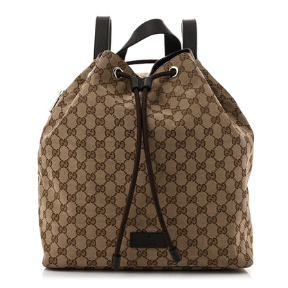 Gucci Monogram Dollar Calfskin O Drawstring Backpack Beige Ebony Testa di Moro Dark Chocolate 1 of 11