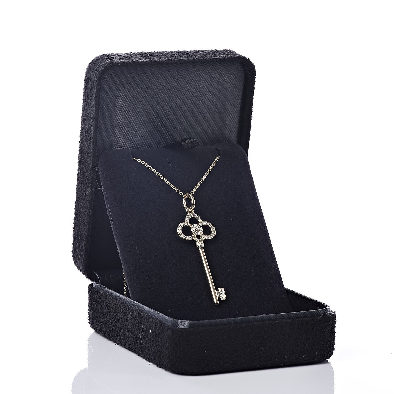 Tiffany 18K Yellow Gold Diamond Crown Key Pendant Necklace 5 of 5