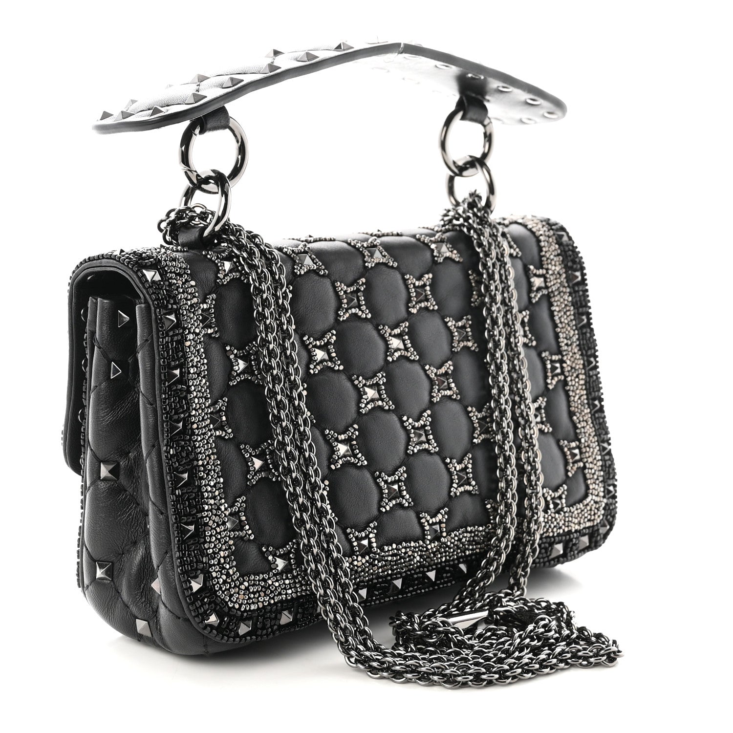 Valentino Garavani Beaded Small Rockstud Spike It Shoulder Bag Black 3 of 9