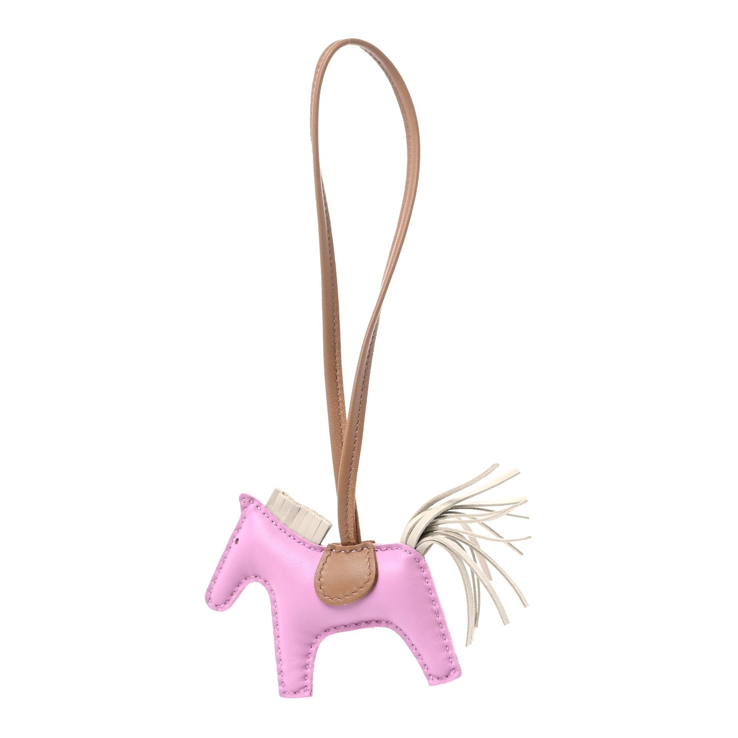 Milo Lambskin Grigri Rodeo Horse Bag Charm PM Mauve Sylvestre Craie Chai