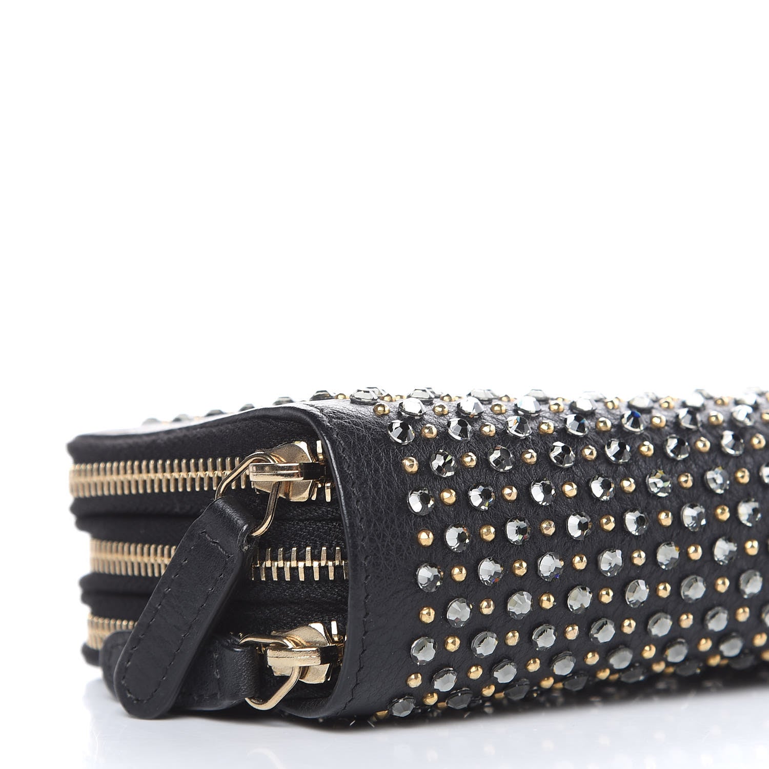 Chanel Bullskin Strass Studded Zip Around Phone Holder Black 5 of 12