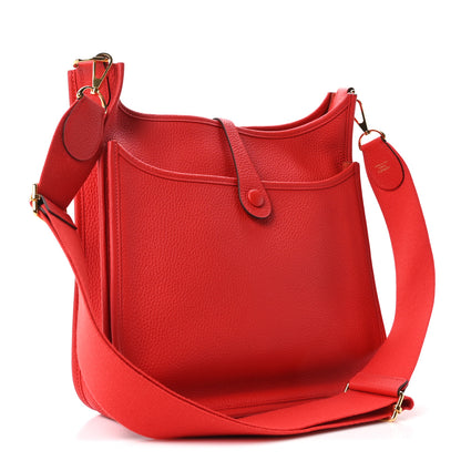 Hermes Taurillon Clemence EVELYNE III GM Rouge de Coeur 3 of 11