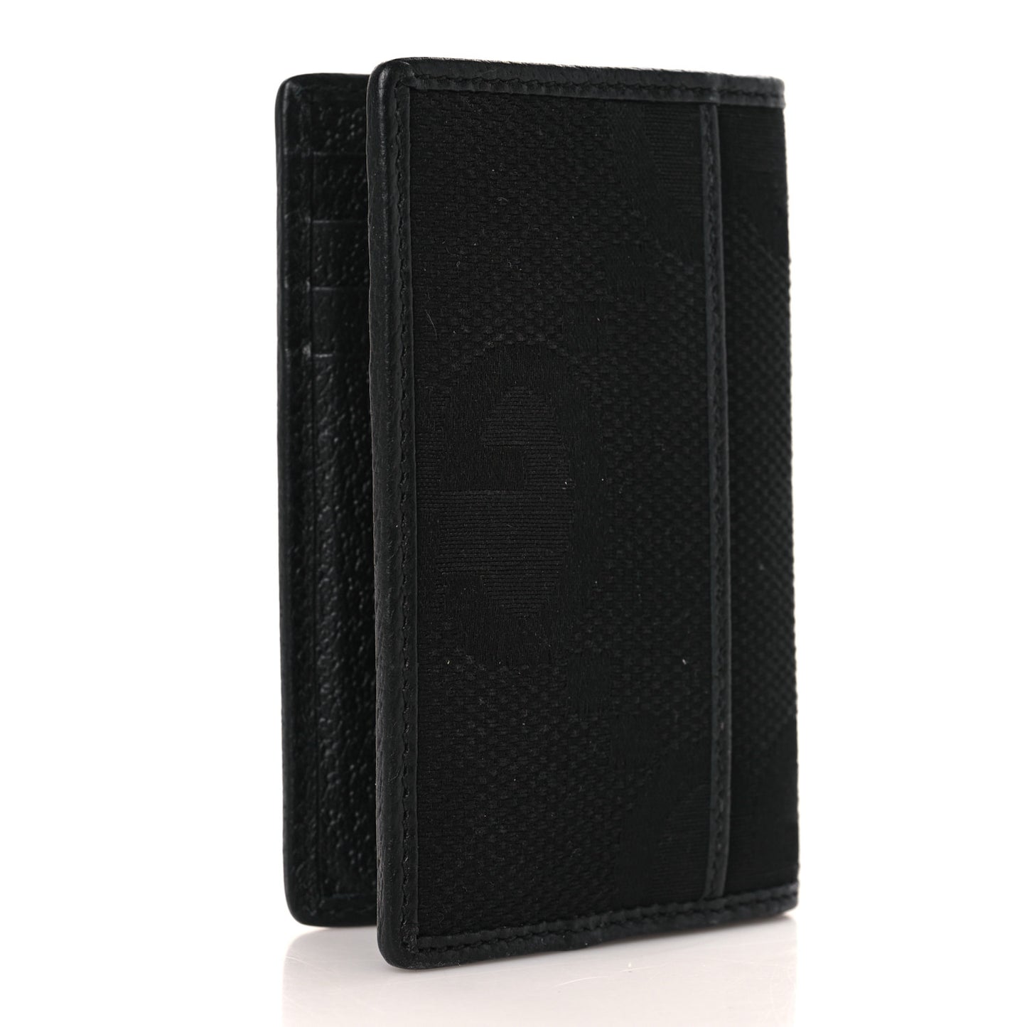 Canvas Monogram Jumbo GG Textured Dollar Calfskin Card Case Black
