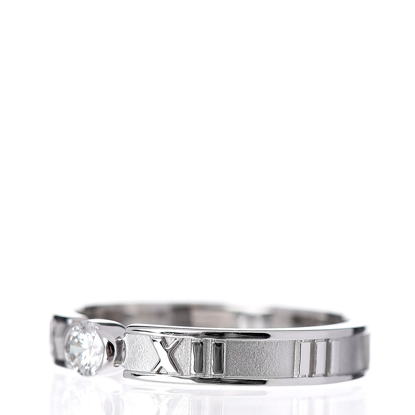18K White Gold Diamond Atlas Solitaire Band Ring 49 5