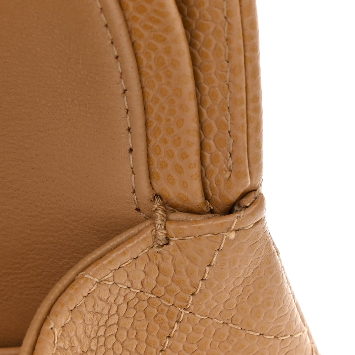 Caviar Quilted Medium Double Flap Beige