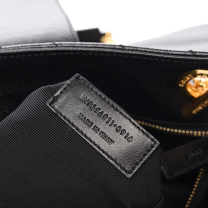 Saint Laurent Grain De Poudre Matelasse Chevron Monogram Shopping Bag Black 8 of 8