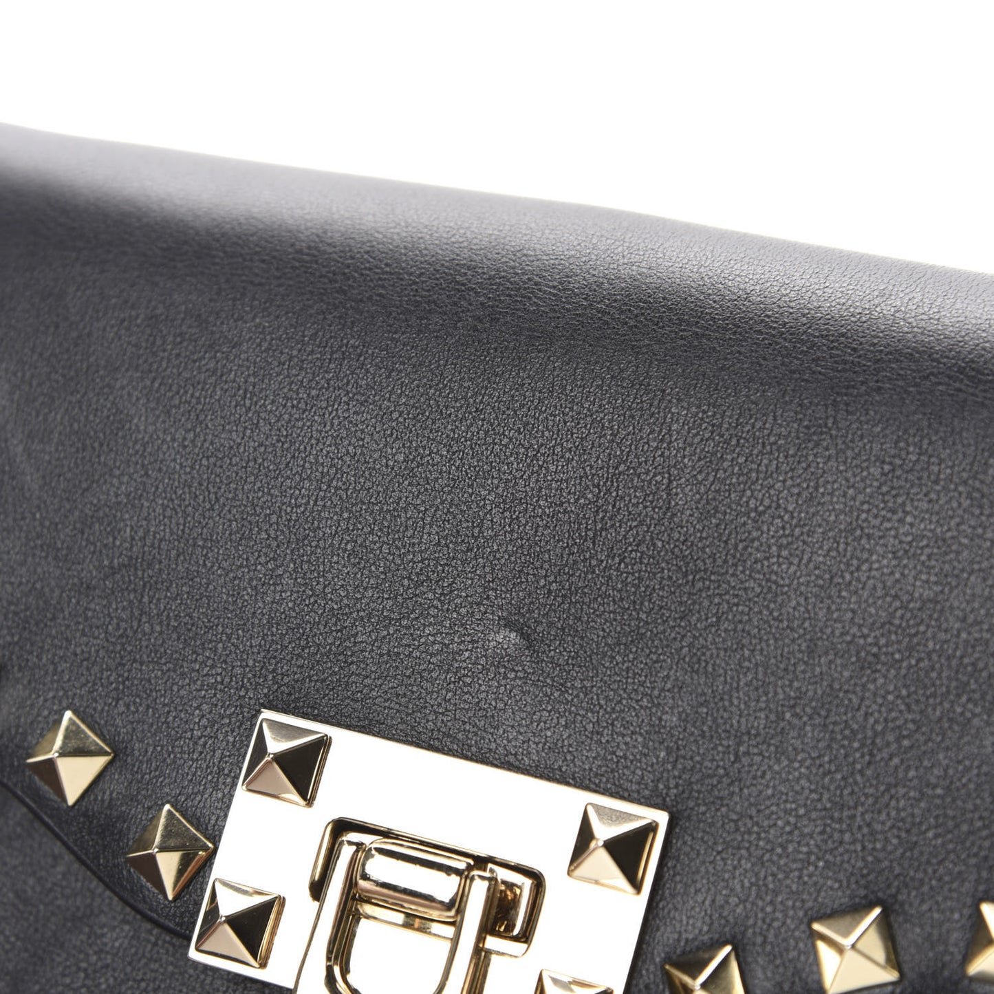 Vitello Medium Rockstud Flip Lock Crossbody Bag Black