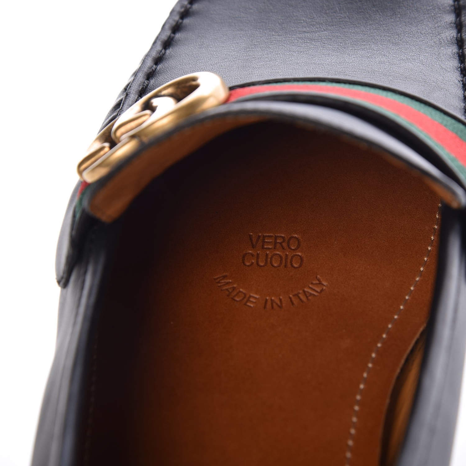 Gucci Velvety Calfskin Web Mens Noel Driver Loafers 8 Black 8 of 9