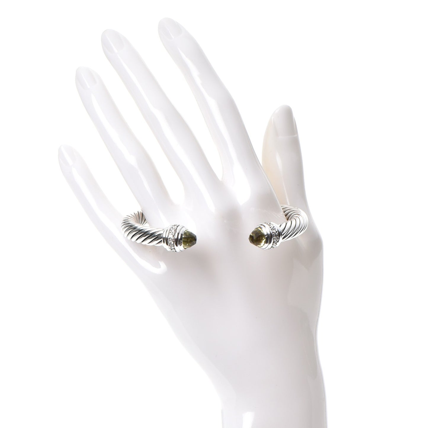 Sterling Silver Diamond Lemon Citrine 7mm Cable Classics Bracelet
