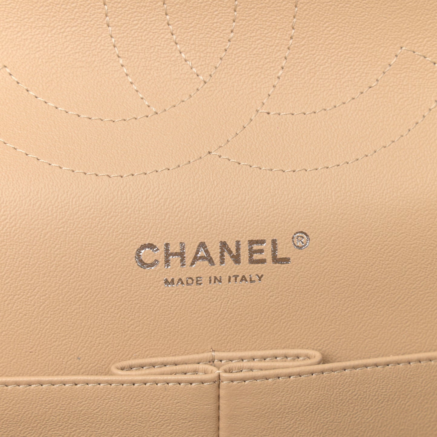 Lambskin Quilted Jumbo Double Flap Beige