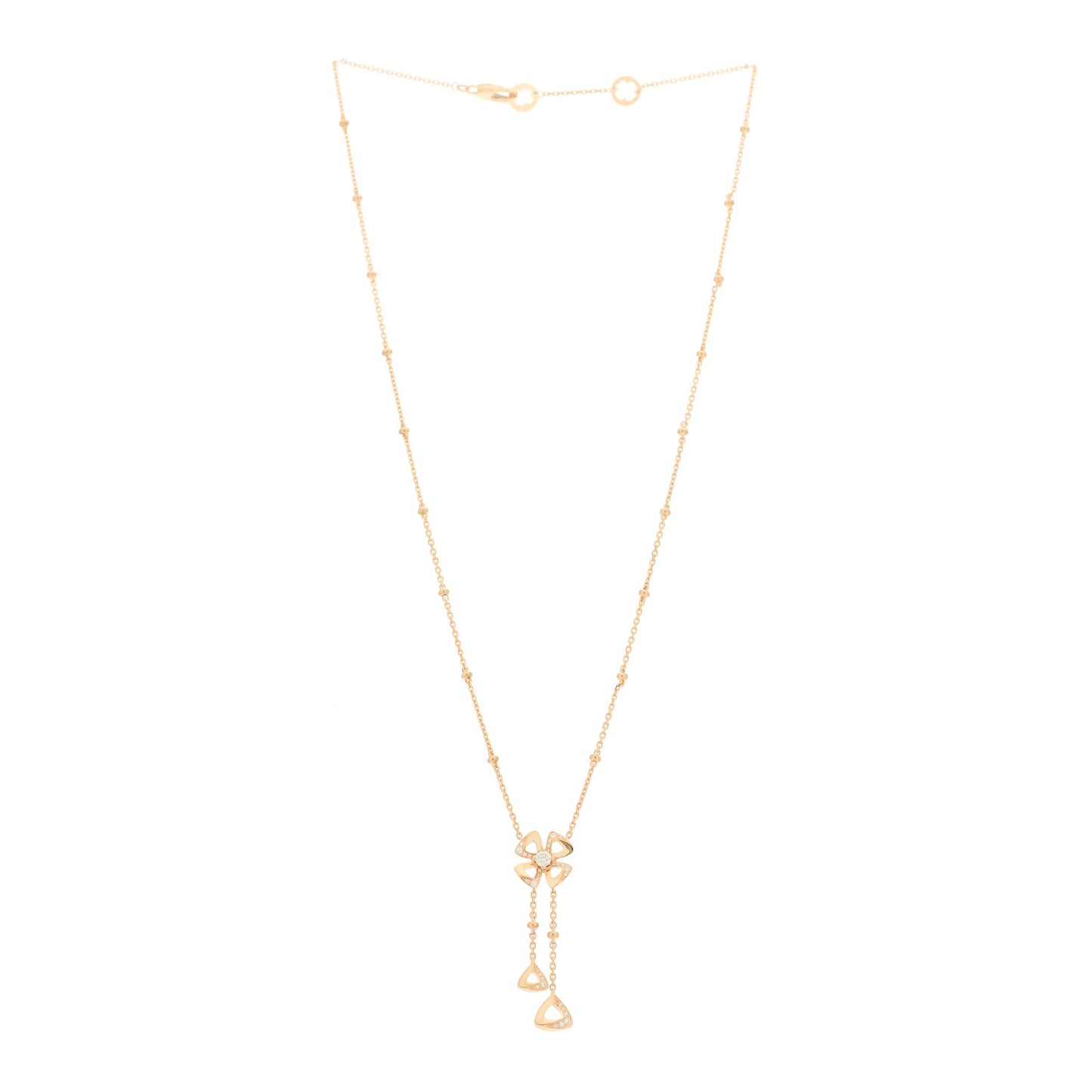 18K Rose Gold Diamond Fiorever Drop Necklace