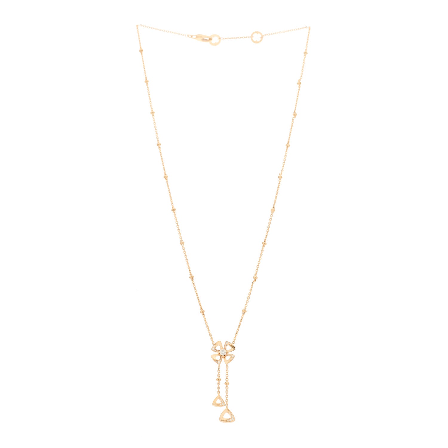 Bulgari 18K Rose Gold Diamond Fiorever Drop Necklace 3 of 8