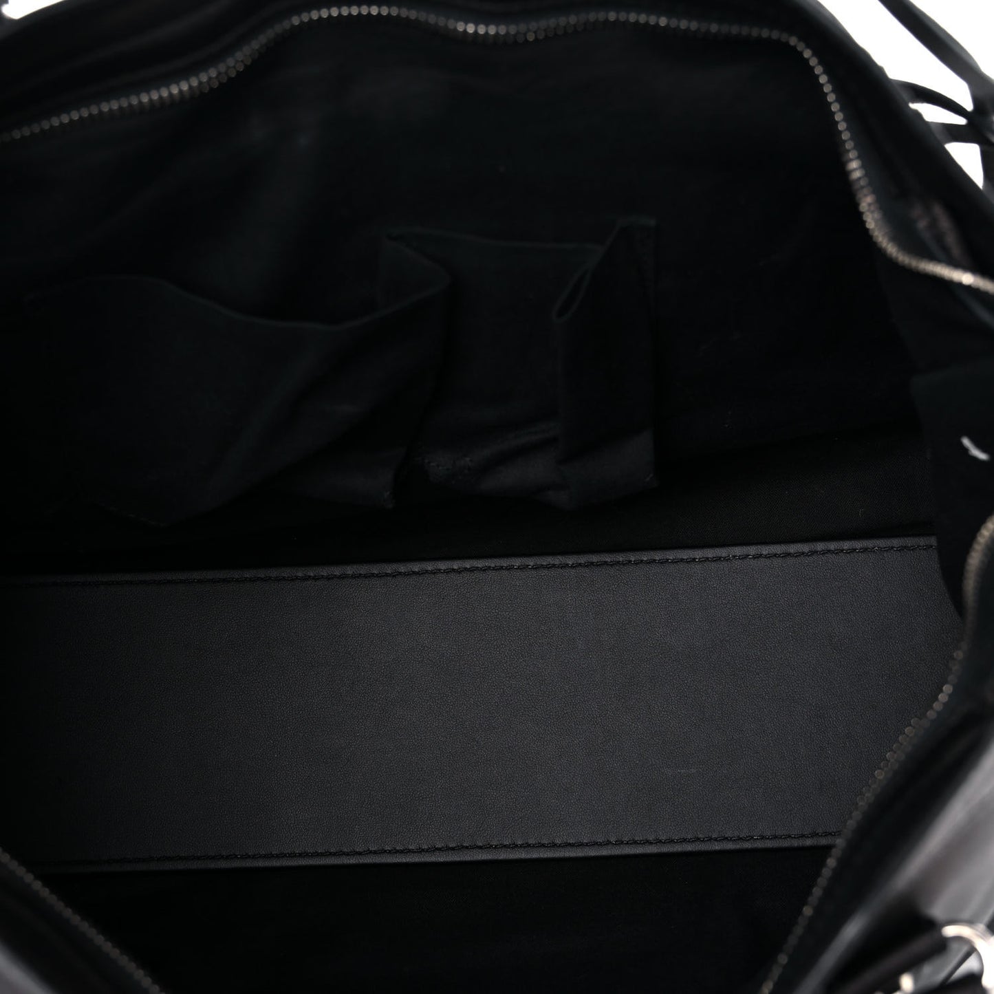 Calfskin Topstitch Classic Silver Hardware City Black