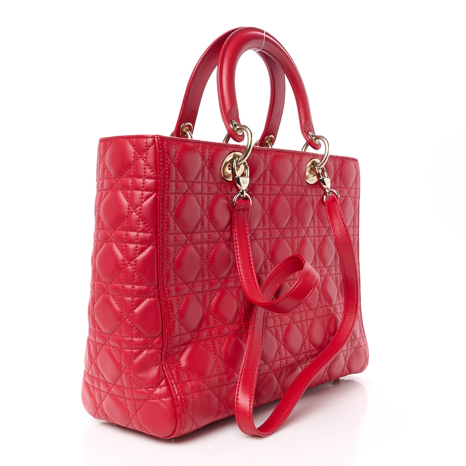 Christian Dior Lambskin Cannage Large Lady Dior Red 3 of 10