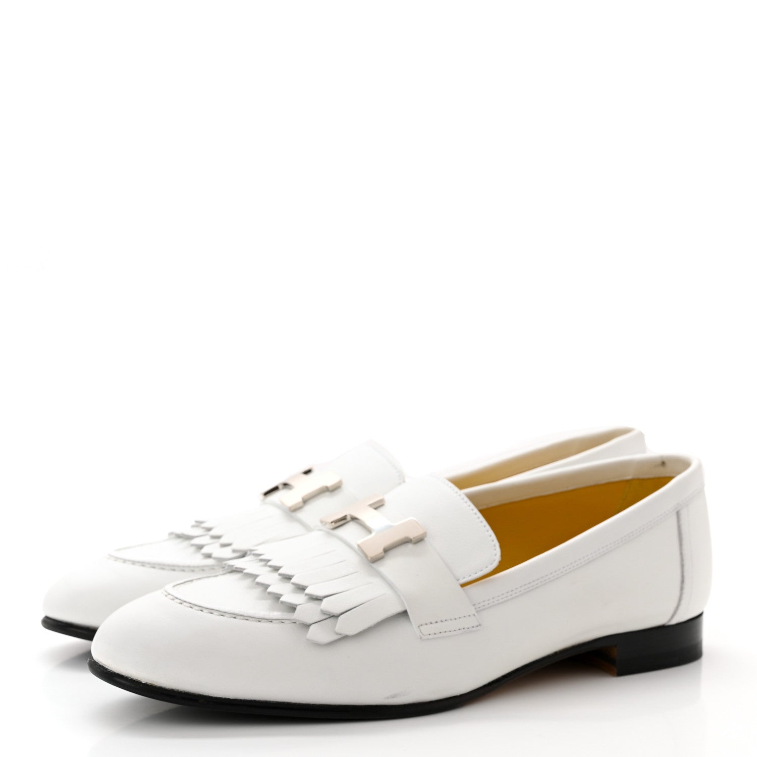 Hermes Calfskin Womens Royal Loafers 37 White 3 of 11