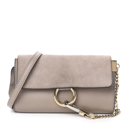 Chloe Suede Calfskin Mini Faye Shoulder Bag Motty Grey 1 of 10