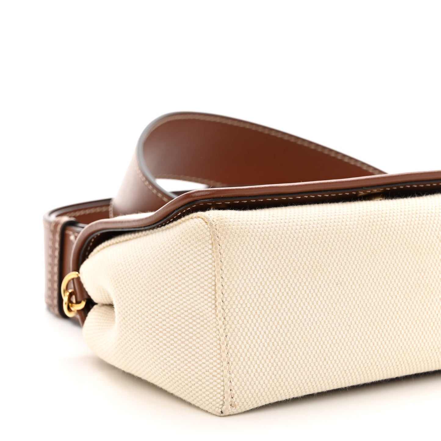 Calfskin Canvas Horseferry Print Hackberry Crossbody Bag Natural Tan
