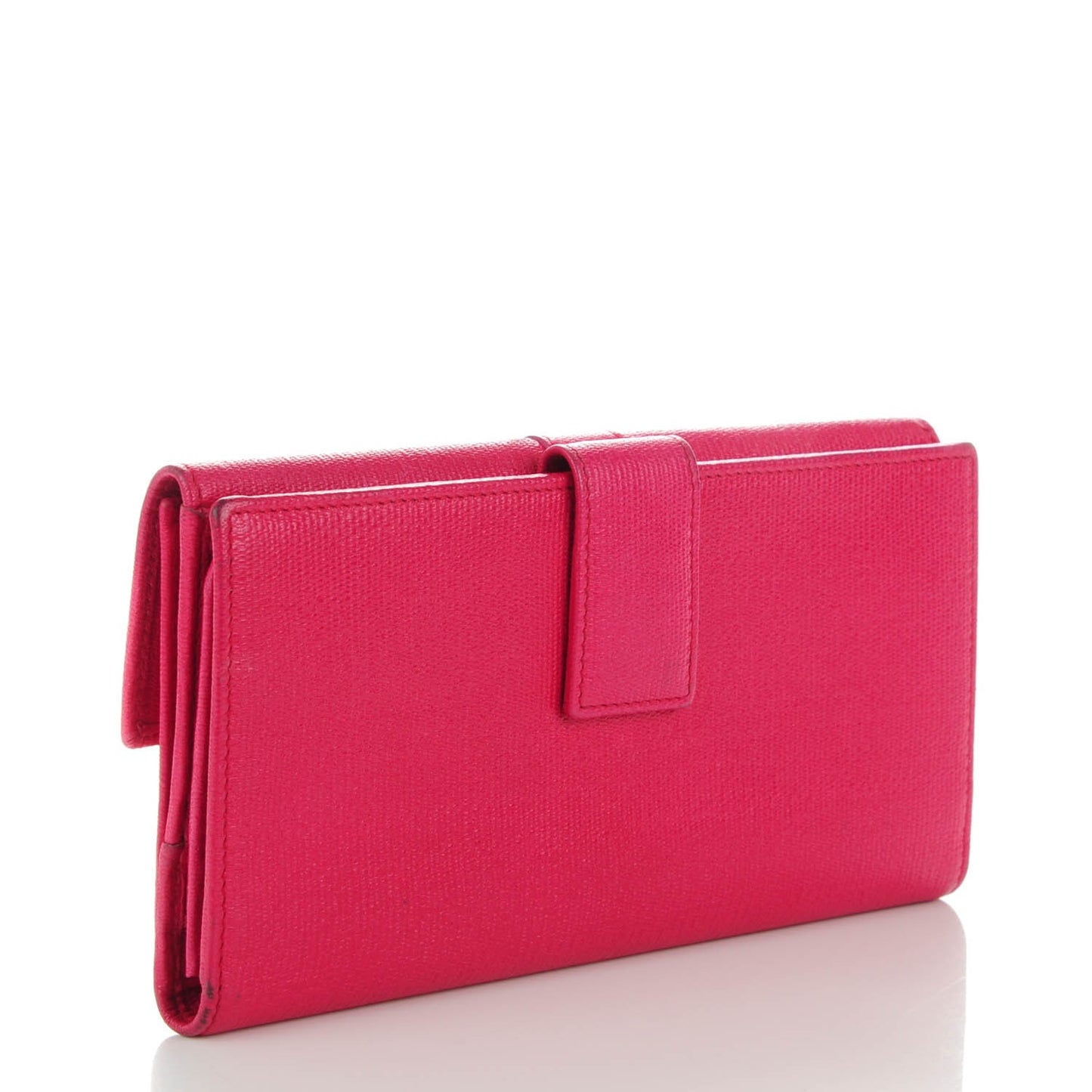 Textured Calfskin Classic Y Wallet Fuchsia