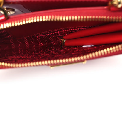 Prada Spazzolato Mini Triangle Chain Crossbody Pouch Cherry 5 of 12