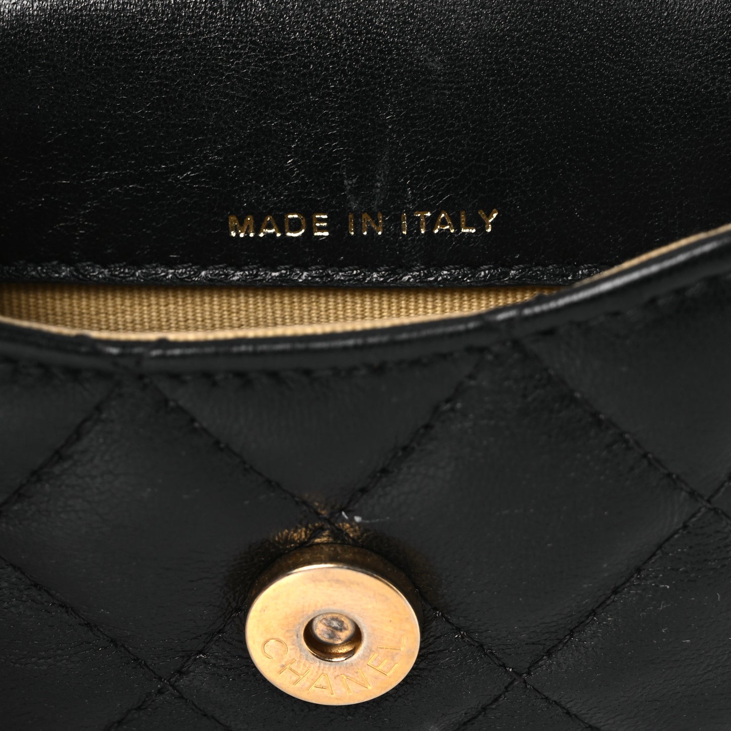 Lambskin Quilted Flap Chain Belt Bag Black