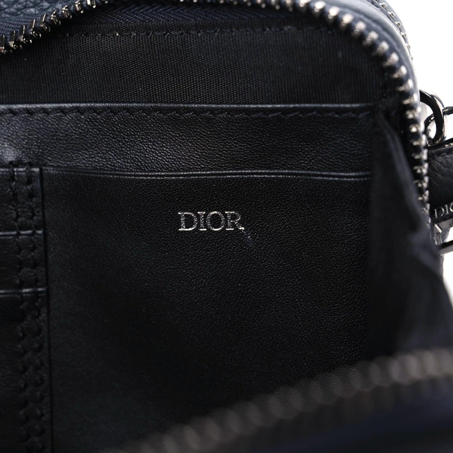 Christian Dior Grained Calfskin Double Zip Crossbody Pouch Blue 14 of 20