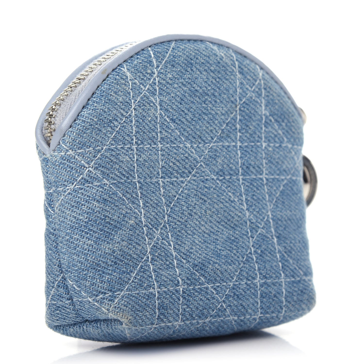 Christian Dior Denim Cannage Coin Purse Blue 3 of 9