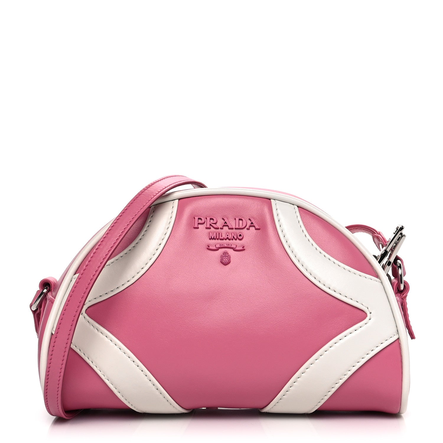 Prada Soft Calfskin Bowling Crossbody Bag Begonia White 1 of 10