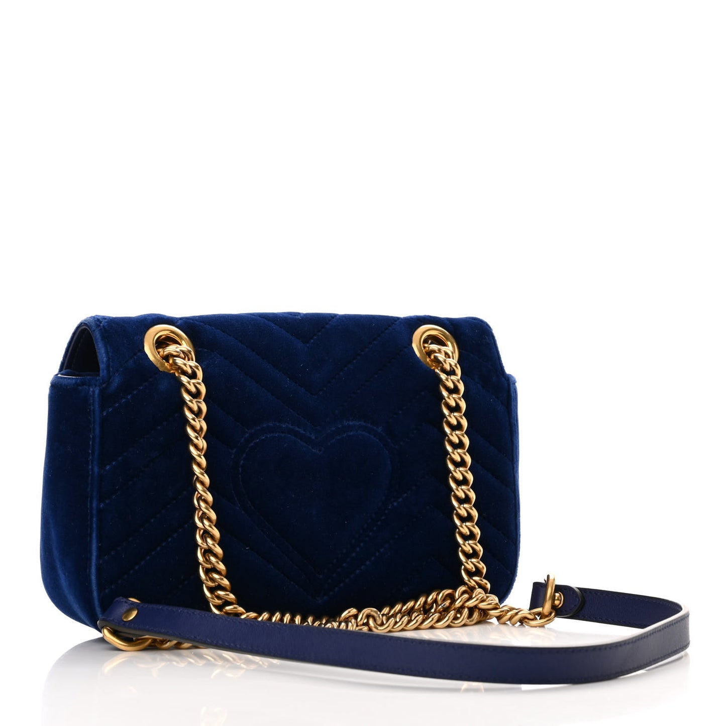 Velvet Matelasse Mini GG Marmont Shoulder Bag Cobalt Blue