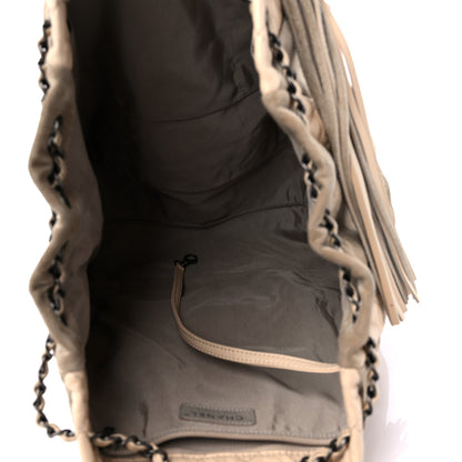 Chanel Calfskin Suede Quilted Patchwork Drawstring Bag Beige 5 of 17