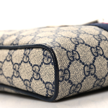 Gucci GG Supreme Monogram Textured Dollar Calfskin Web Small Ophidia Messenger Bag Beige Blue 9 of 12