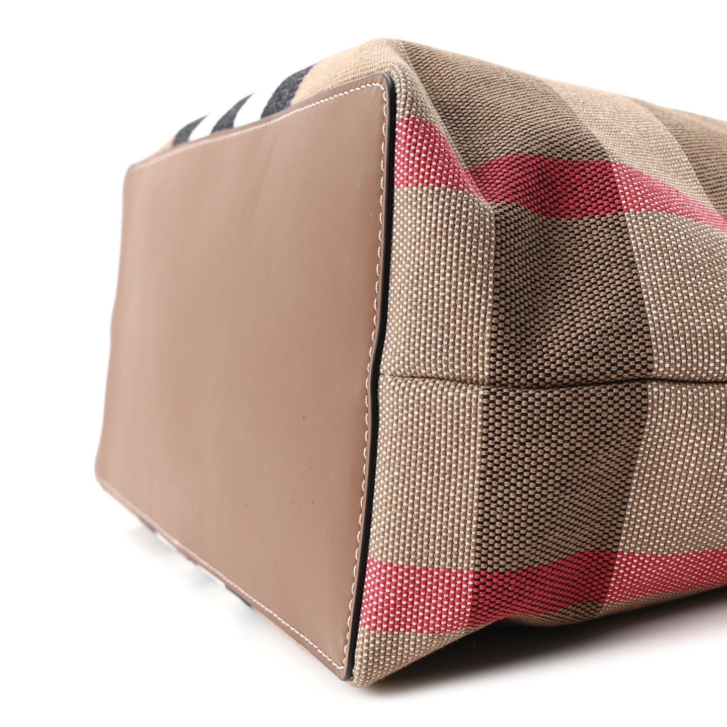 Giant Check Canvas Medium London Tote Taupe Brown
