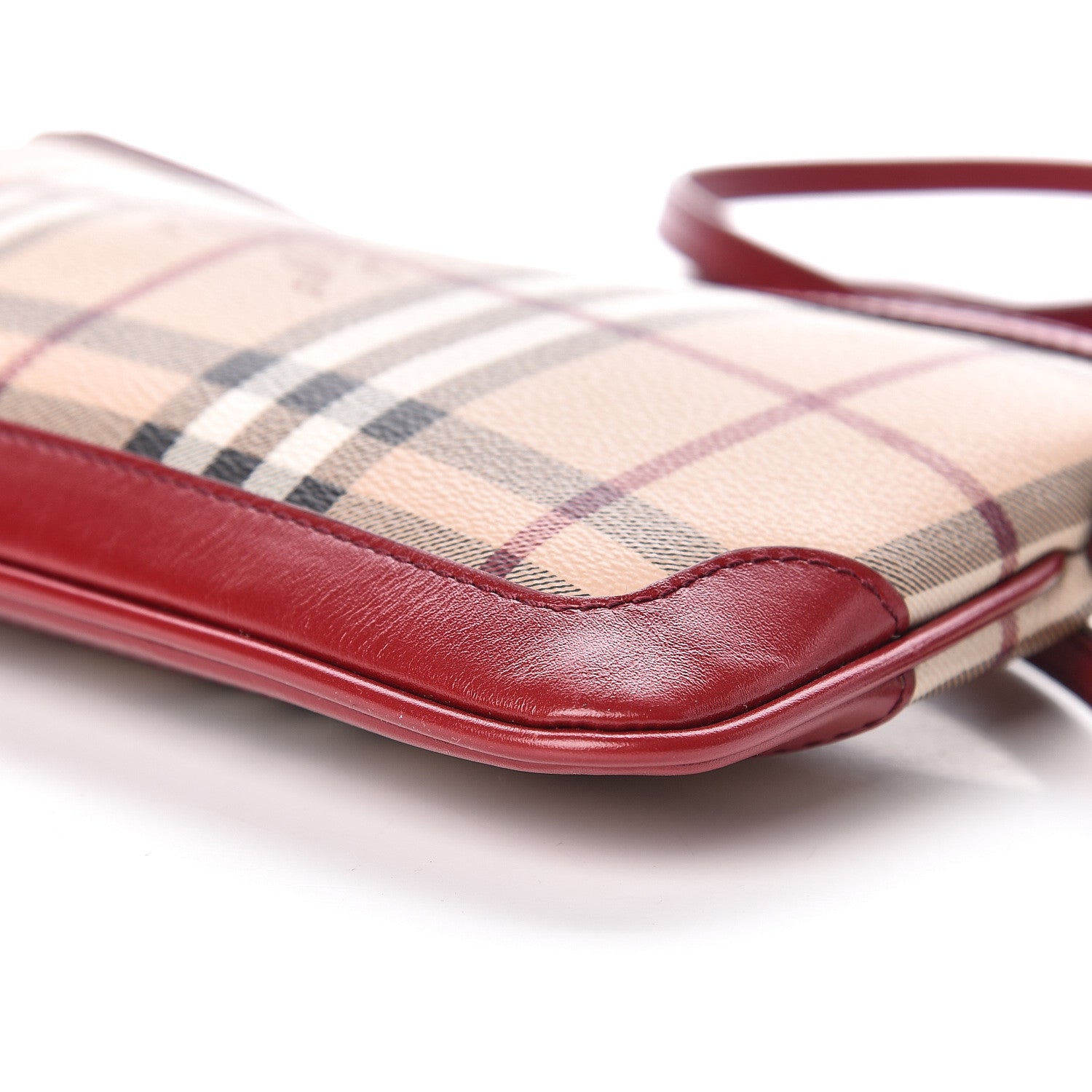 Burberry Haymarket Check Small Peyton Crossbody Clutch Bag Military Red 10 of 10