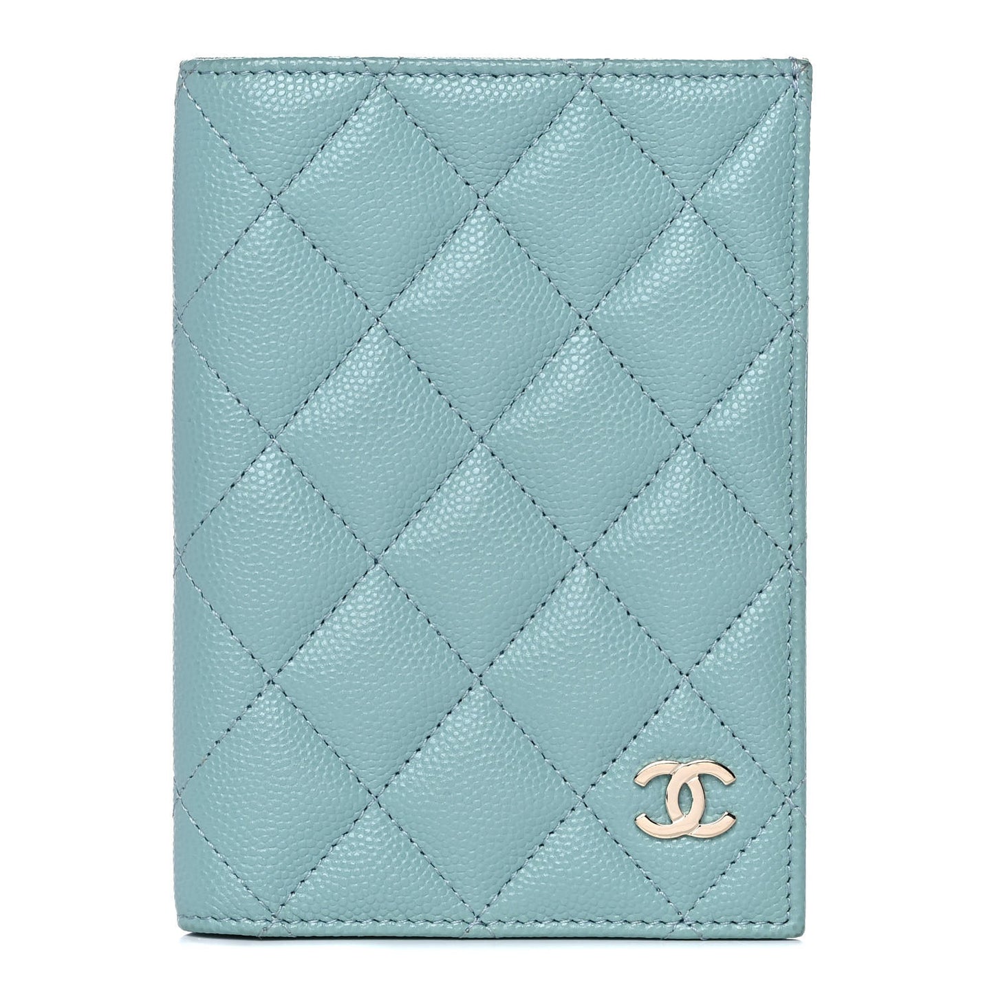 Caviar Quilted Passport Holder Light Blue