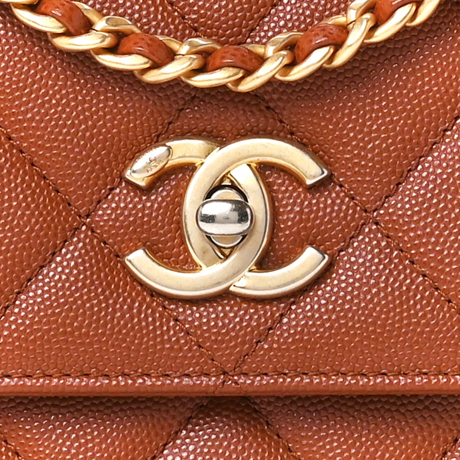 Chanel Caviar Quilted Chain Flap Light Brown 9 of 12