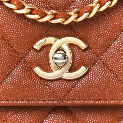 Chanel Caviar Quilted Chain Flap Light Brown 9 of 12