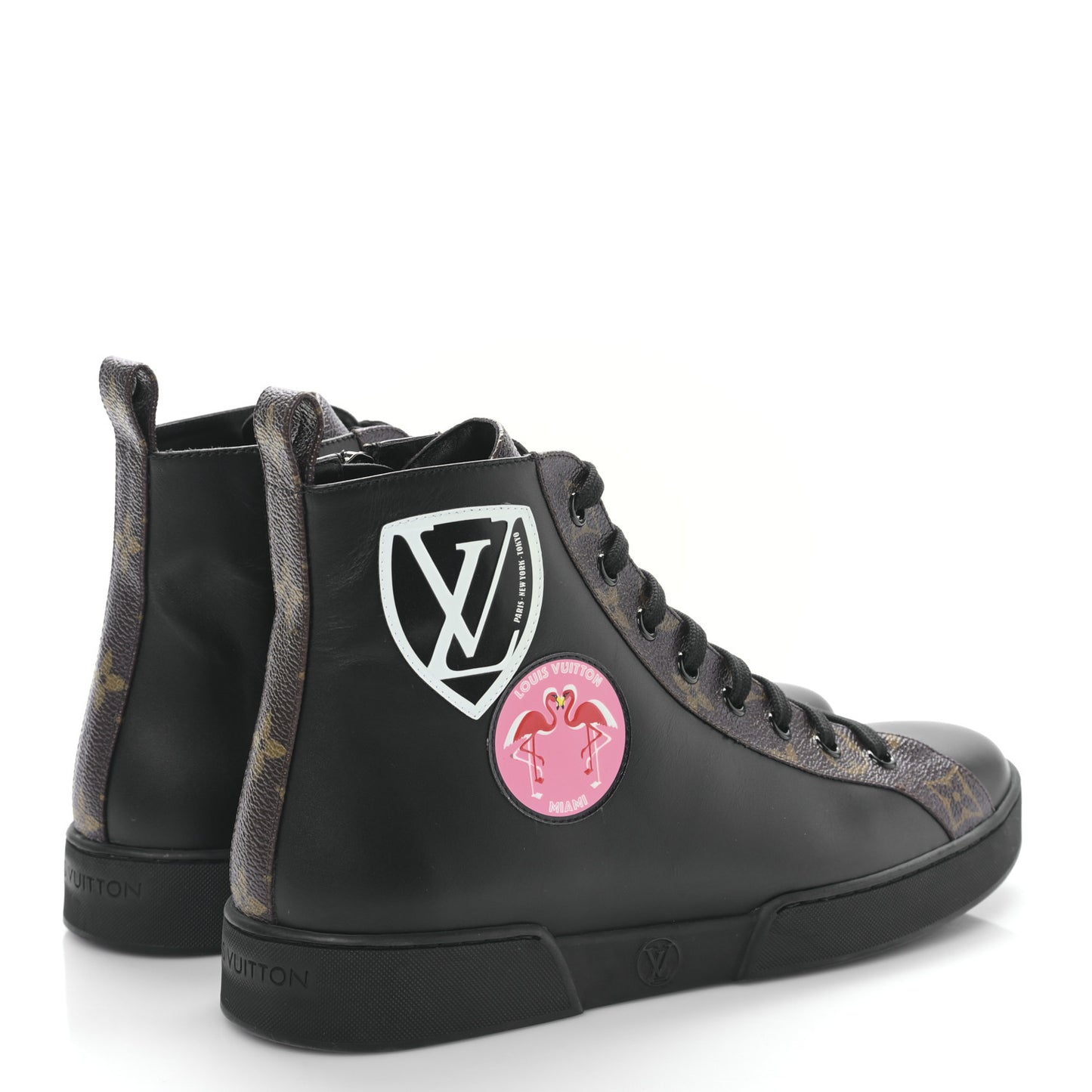 Calfskin Monogram Checkpoint Sneaker Boot 38.5 Black