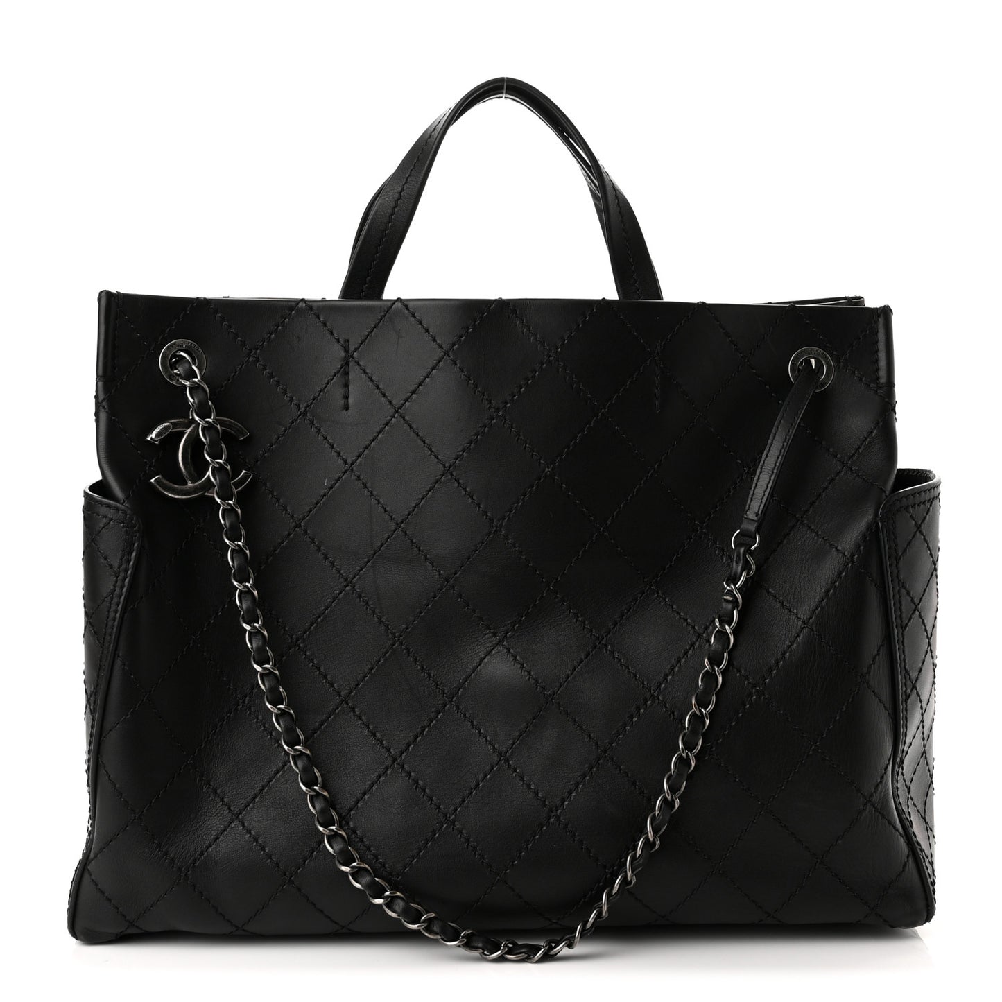 Calfskin CC Pocket Tote Black