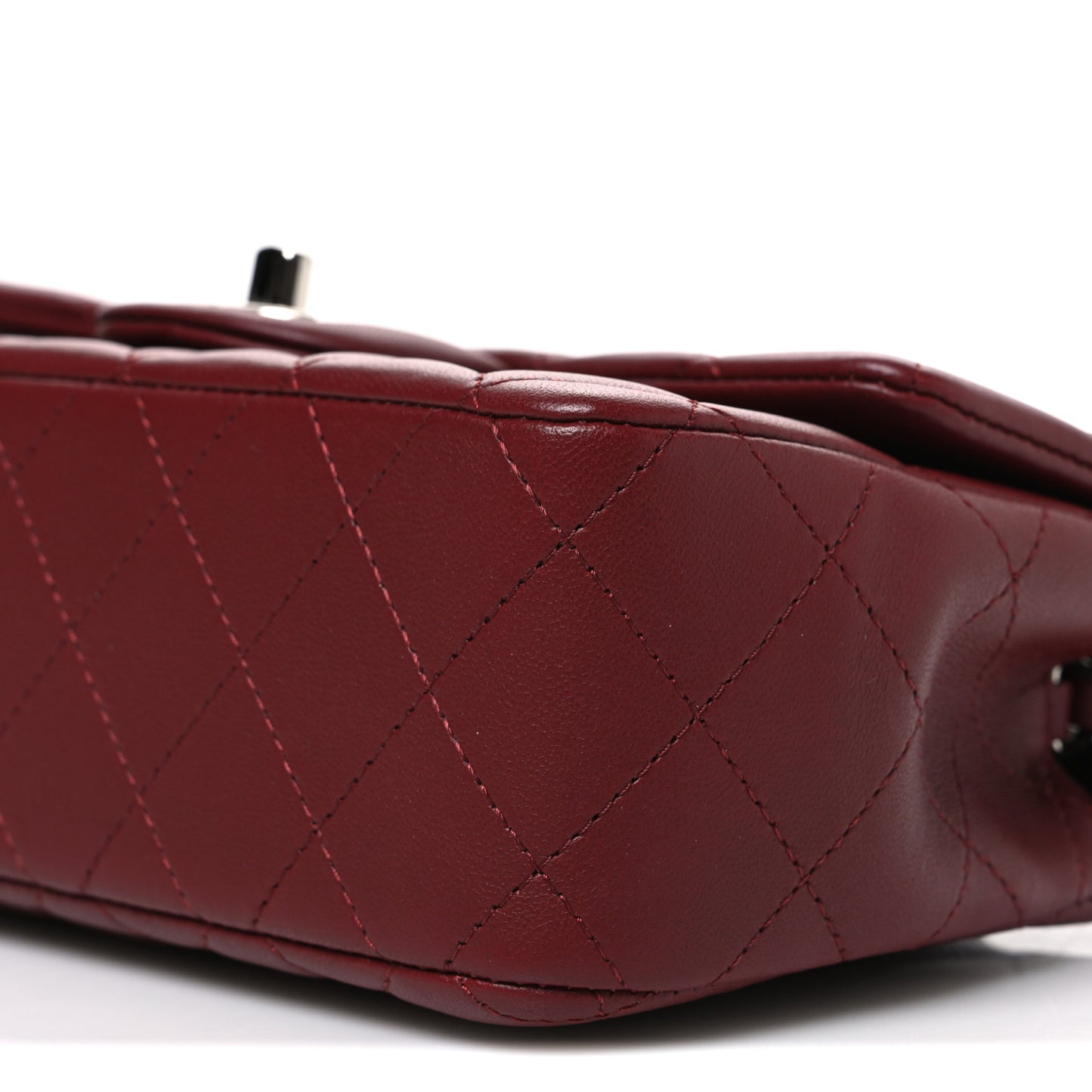 Lambskin Quilted Mini Rectangular Flap Burgundy
