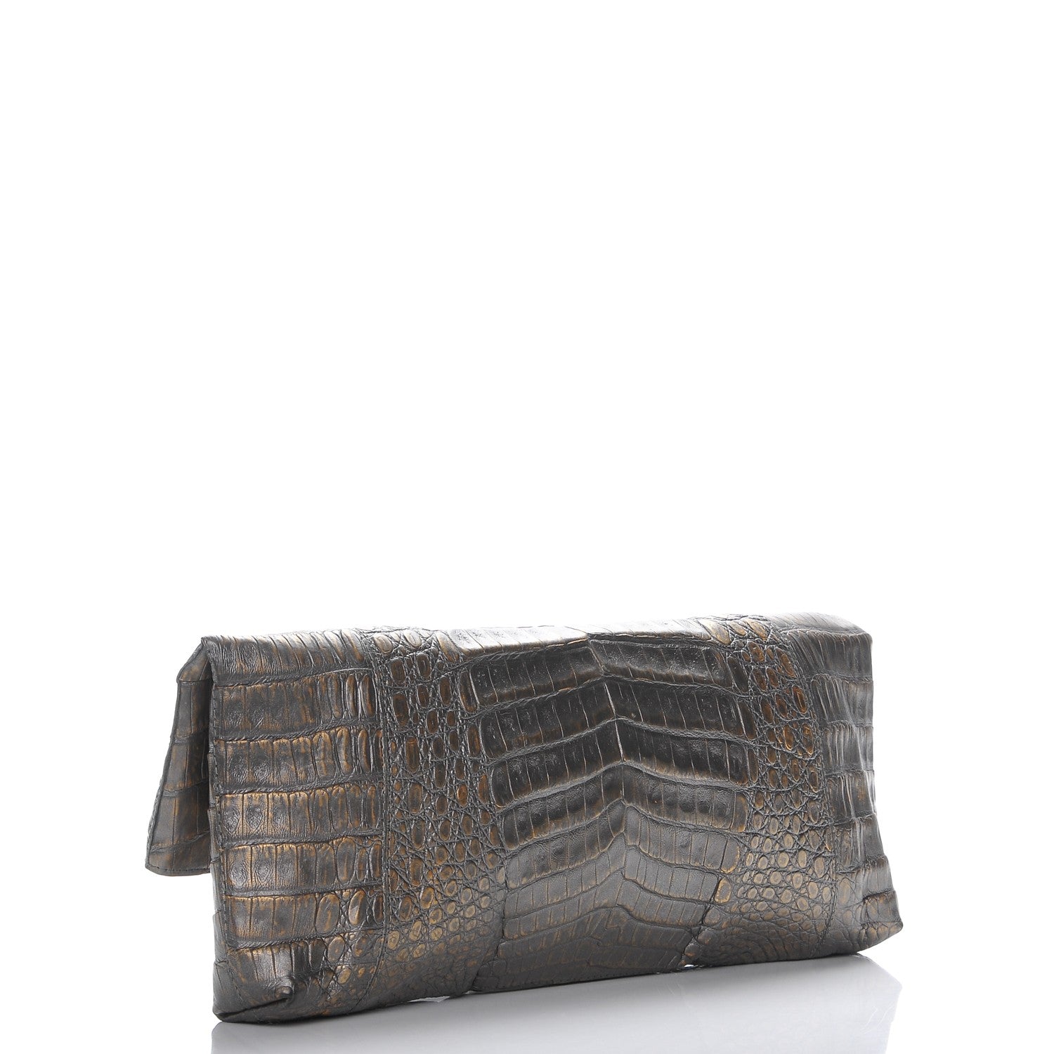 Nancy Gonzalez Metallic Crocodile Convertible Clutch Silver 2 of 5