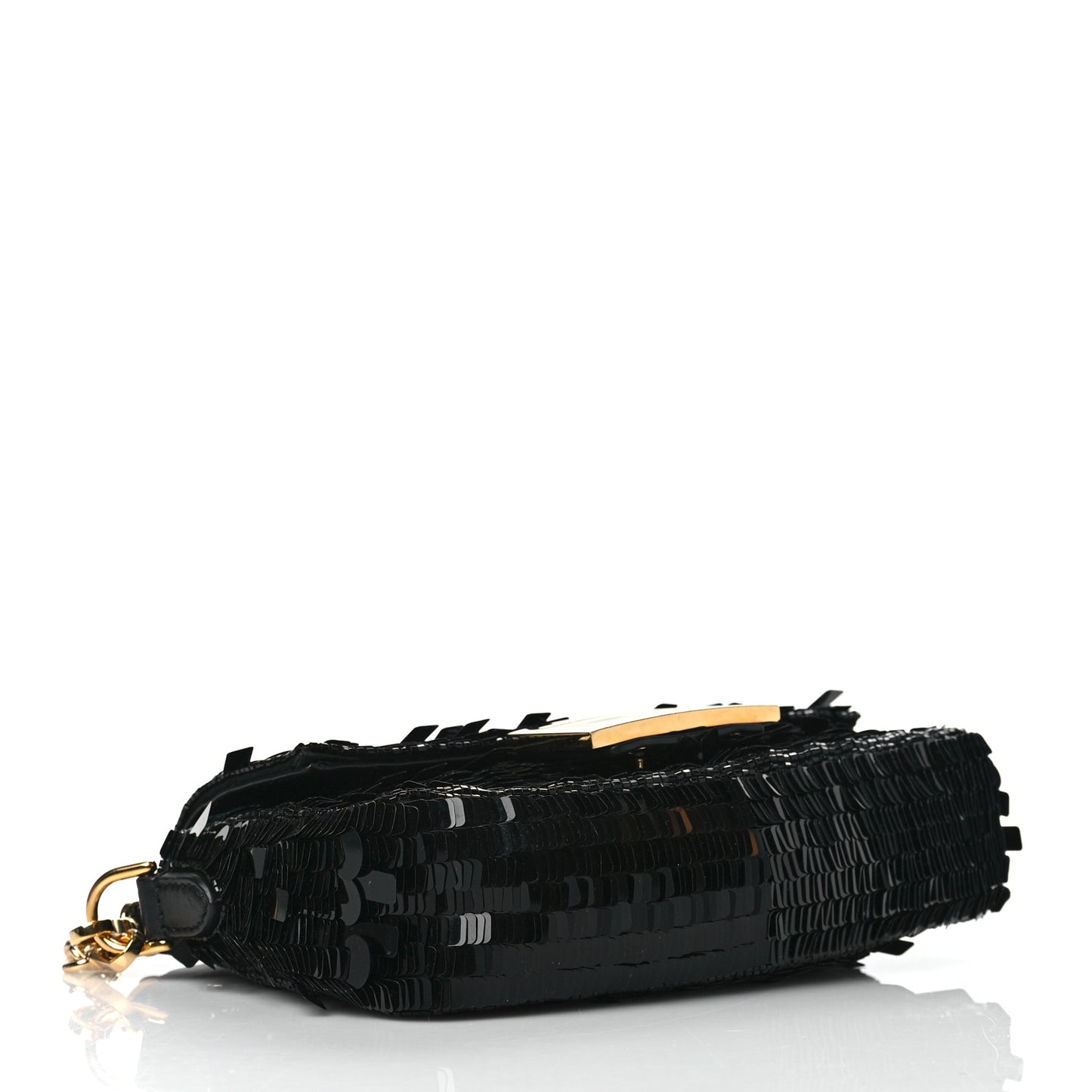 Sequin Paillettes Shiny Nappa Sex and the City Mini Baguette Black
