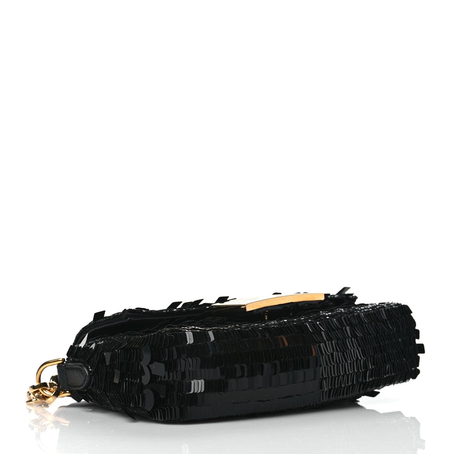 Fendi Sequin Paillettes Shiny Nappa Sex and the City Mini Baguette Black 3 of 9