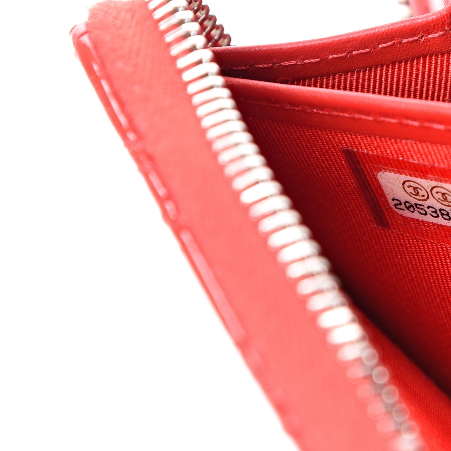 Patent Quilted Double Stitched Zip Around Wallet Red