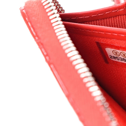 Chanel Patent Quilted Double Stitched Zip Around Wallet Red 7 of 11