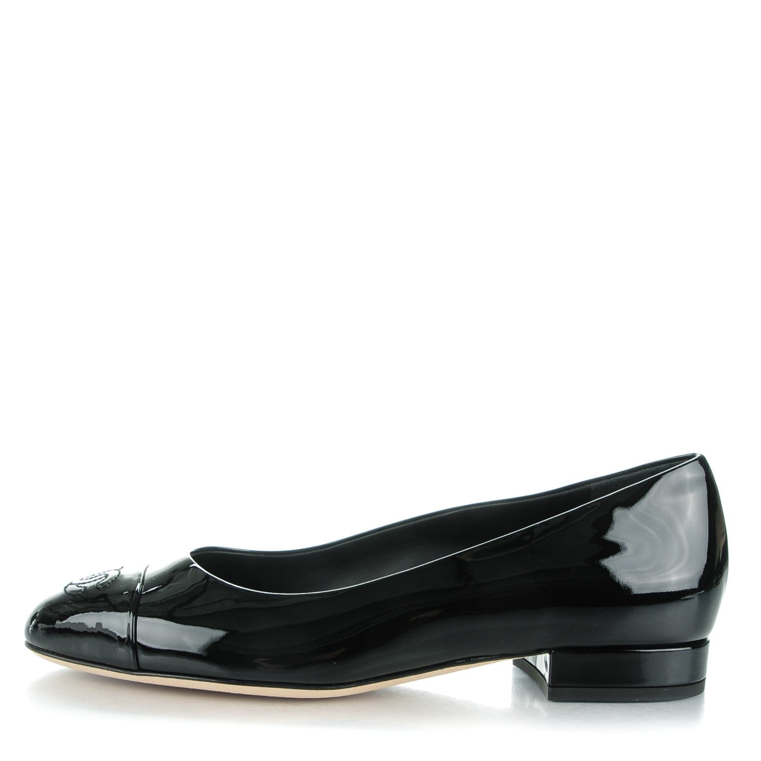 Chanel Patent Calfskin CC Cap Toe Flats 35 Black 1 of 7