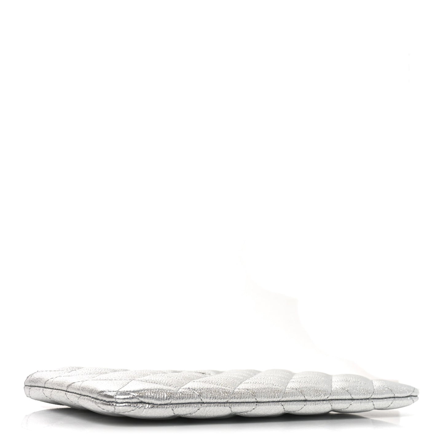 Metallic Caviar Quilted Small Zipped Pouch Silvery