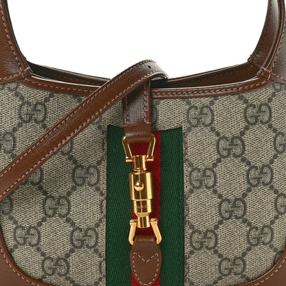 Gucci GG Supreme Monogram Azalea Calfskin Web Mini Jackie 1961 Hobo Beige Ebony Brown Sugar 8 of 10